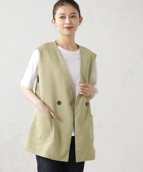 FOUND GOOD(ファウンドグッド)の「リネンライクベスト(ベスト・レディース・ブラック/アイボリー/グリーン系2/イエロー系2・S/M/L)」の4枚目の写真