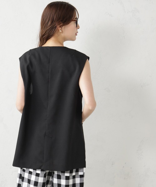 FOUND GOOD(ファウンドグッド)の「リネンライクベスト(ベスト・レディース・ブラック/アイボリー/グリーン系2/イエロー系2・S/M/L)」の5枚目の写真