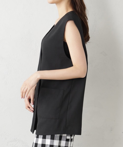 FOUND GOOD(ファウンドグッド)の「リネンライクベスト(ベスト・レディース・ブラック/アイボリー/グリーン系2/イエロー系2・S/M/L)」の6枚目の写真