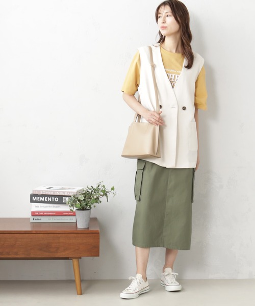 FOUND GOOD(ファウンドグッド)の「リネンライクベスト(ベスト・レディース・ブラック/アイボリー/グリーン系2/イエロー系2・S/M/L)」の9枚目の写真