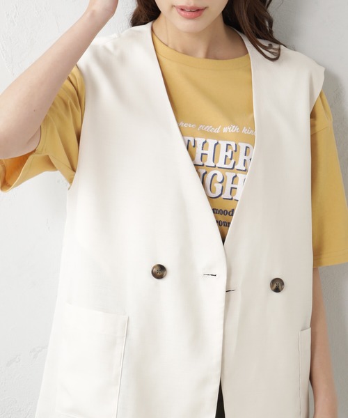 FOUND GOOD(ファウンドグッド)の「リネンライクベスト(ベスト・レディース・ブラック/アイボリー/グリーン系2/イエロー系2・S/M/L)」の10枚目の写真