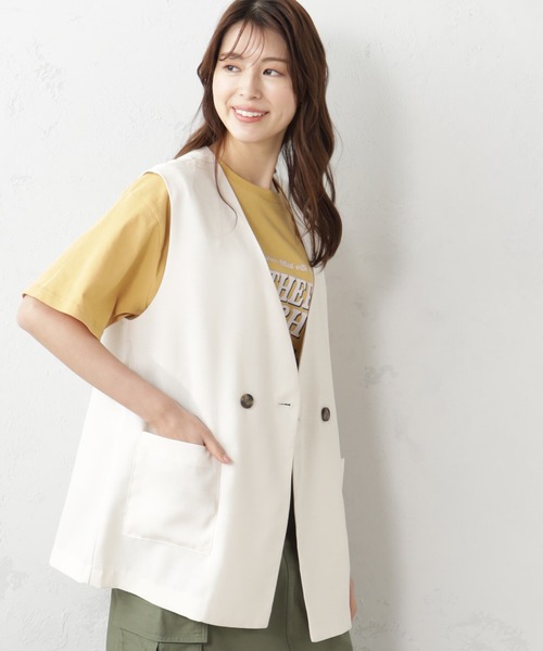 FOUND GOOD(ファウンドグッド)の「リネンライクベスト(ベスト・レディース・ブラック/アイボリー/グリーン系2/イエロー系2・S/M/L)」の11枚目の写真