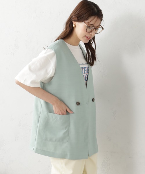 FOUND GOOD(ファウンドグッド)の「リネンライクベスト(ベスト・レディース・ブラック/アイボリー/グリーン系2/イエロー系2・S/M/L)」の13枚目の写真