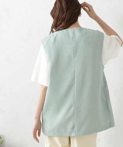 FOUND GOOD(ファウンドグッド)の「リネンライクベスト(ベスト・レディース・ブラック/アイボリー/グリーン系2/イエロー系2・S/M/L)」の14枚目の写真