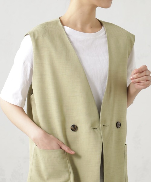 FOUND GOOD(ファウンドグッド)の「リネンライクベスト(ベスト・レディース・ブラック/アイボリー/グリーン系2/イエロー系2・S/M/L)」の19枚目の写真