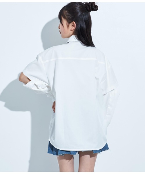 ANAP GiRL(アナップガール)の「ANAPR+S【リラスポ】2WAYネクタイ付BIGシャツ(ユニセックス)(シャツ/ブラウス・キッズ・ホワイト・S/M)」の5枚目の写真