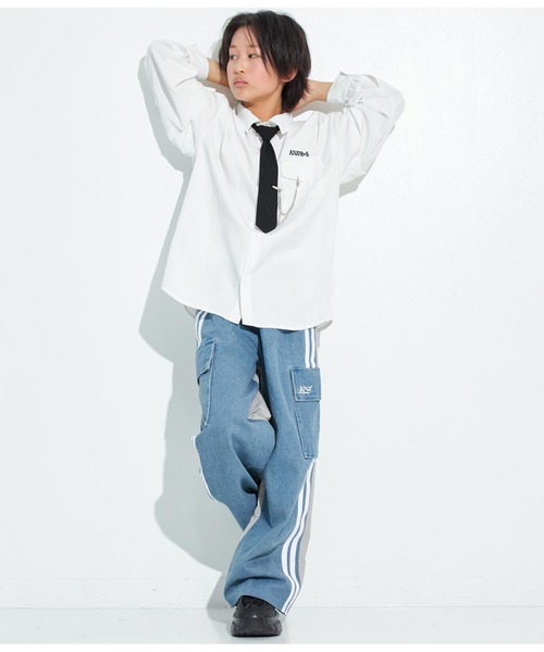 ANAP GiRL(アナップガール)の「ANAPR+S【リラスポ】2WAYネクタイ付BIGシャツ(ユニセックス)(シャツ/ブラウス・キッズ・ホワイト・S/M)」の17枚目の写真