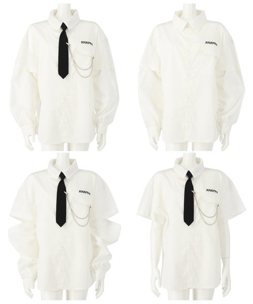 ANAP GiRL(アナップガール)の「ANAPR+S【リラスポ】2WAYネクタイ付BIGシャツ(ユニセックス)(シャツ/ブラウス・キッズ・ホワイト・S/M)」の20枚目の写真