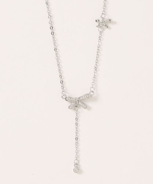 ammy.（エイミードット）の「【 ammy. / エイミードット 】 レイヤー リボン ジルコニア ネックレス（ネックレス・レディース・シルバー/ゴールド・ONE SIZE）」の4枚目の写真