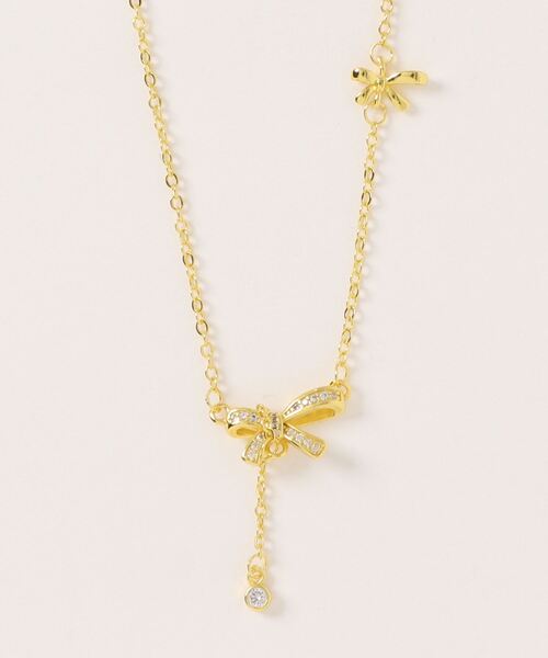 ammy.（エイミードット）の「【 ammy. / エイミードット 】 レイヤー リボン ジルコニア ネックレス（ネックレス・レディース・シルバー/ゴールド・ONE SIZE）」の5枚目の写真