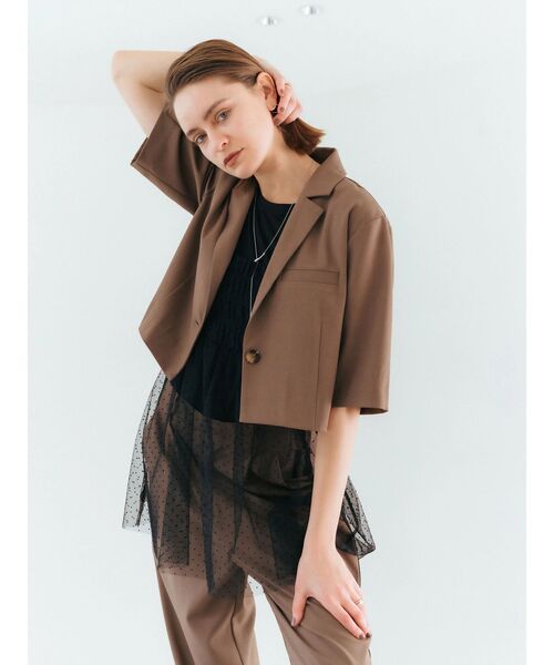 YECCA VECCA（イェッカヴェッカ）の「【2点SET】マルチwayチュールオーバーキャミSET/Tee（Tシャツ/カットソー・レディース・ブラック/オフホワイト・FREE）」の9枚目の写真