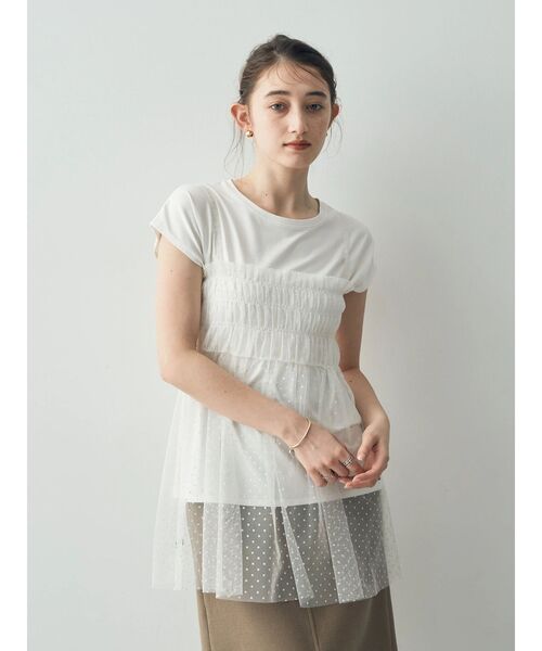 YECCA VECCA（イェッカヴェッカ）の「【2点SET】マルチwayチュールオーバーキャミSET/Tee（Tシャツ/カットソー・レディース・ブラック/オフホワイト・FREE）」の17枚目の写真