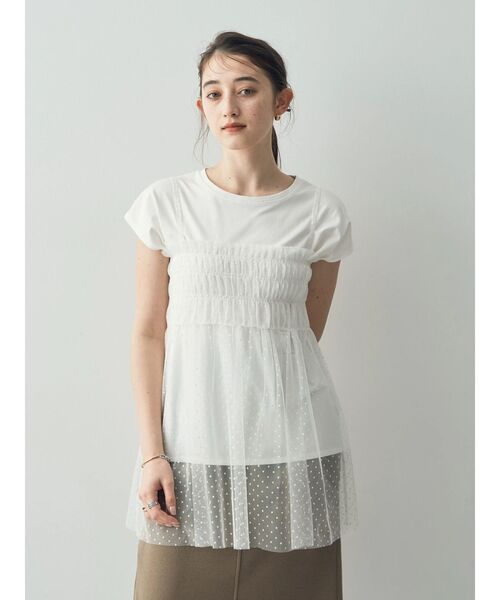 YECCA VECCA（イェッカヴェッカ）の「【2点SET】マルチwayチュールオーバーキャミSET/Tee（Tシャツ/カットソー・レディース・ブラック/オフホワイト・FREE）」の18枚目の写真