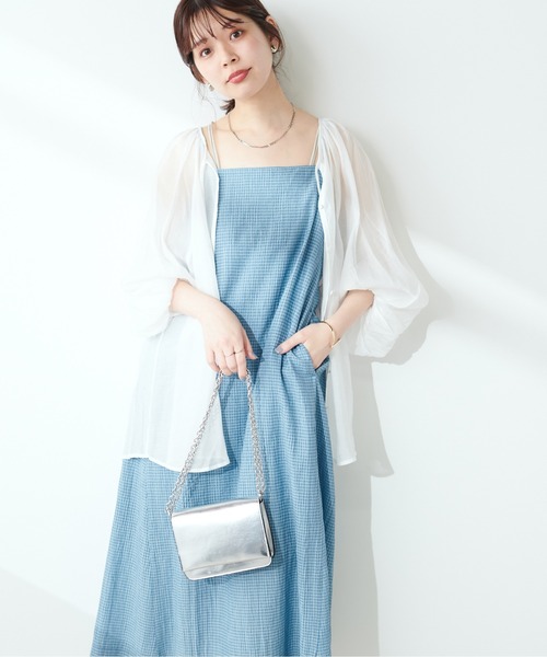 natural couture(ナチュラルクチュール)の「バックオープンワンピース(ワンピース・レディース・ブルー/グレー/ブラック/ベージュ・FREE)」の4枚目の写真