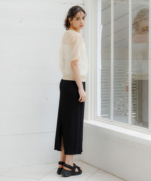 LAKOLE（ラコレ）の「シャーリングナロースカート / 118342（スカート・レディース・ライム/ブルー/ブラック/アイボリー・FREE）」の6枚目の写真