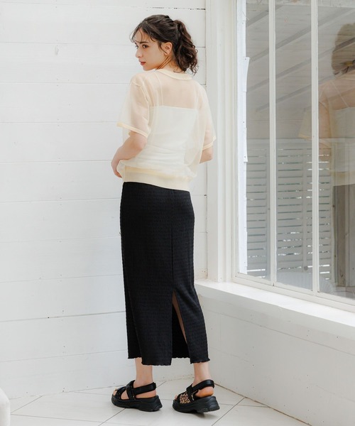 LAKOLE（ラコレ）の「シャーリングナロースカート / 118342（スカート・レディース・ライム/ブルー/ブラック/アイボリー・FREE）」の7枚目の写真