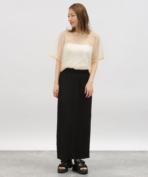 LAKOLE（ラコレ）の「シャーリングナロースカート / 118342（スカート・レディース・ライム/ブルー/ブラック/アイボリー・FREE）」の10枚目の写真