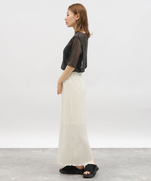 LAKOLE（ラコレ）の「シャーリングナロースカート / 118342（スカート・レディース・ライム/ブルー/ブラック/アイボリー・FREE）」の17枚目の写真