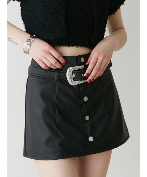 jouetie（ジュエティ）の「ローウエストベルトスカパン（スカート・レディース・ピンク/ブラック/カーキ・MEDIUM）」の2枚目の写真