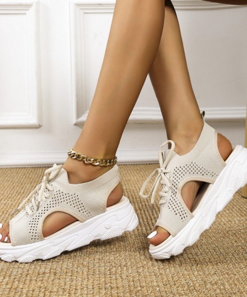 Ritzy(リッツィー)の「厚底 スニーカー スポーツサンダル(サンダル・レディース・ベージュ/ホワイト/ブラック・23/24/25/22.5/24.5/23.5)」の5枚目の写真