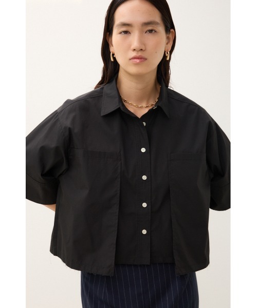 crie conforto(クリーコンフォルト)の「クロップドシャツ(シャツ/ブラウス・レディース・オフホワイト/ブラック/ライトブルー・FREE)」の5枚目の写真