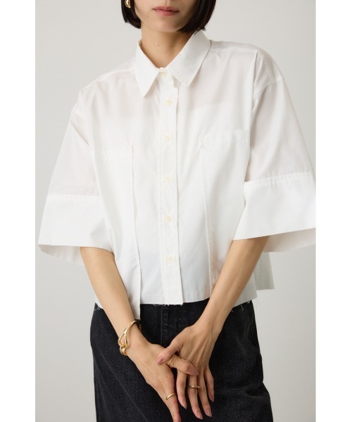 crie conforto(クリーコンフォルト)の「クロップドシャツ(シャツ/ブラウス・レディース・オフホワイト/ブラック/ライトブルー・FREE)」の14枚目の写真