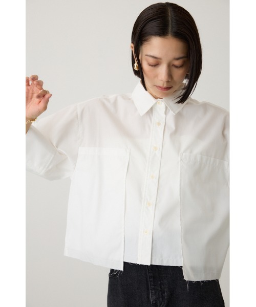 crie conforto(クリーコンフォルト)の「クロップドシャツ(シャツ/ブラウス・レディース・オフホワイト/ブラック/ライトブルー・FREE)」の15枚目の写真