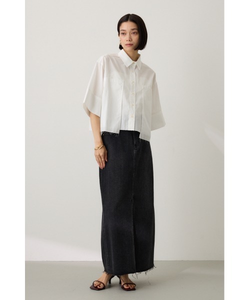 crie conforto(クリーコンフォルト)の「クロップドシャツ(シャツ/ブラウス・レディース・オフホワイト/ブラック/ライトブルー・FREE)」の17枚目の写真