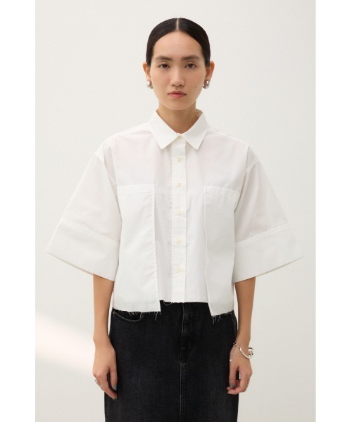 crie conforto(クリーコンフォルト)の「クロップドシャツ(シャツ/ブラウス・レディース・オフホワイト/ブラック/ライトブルー・FREE)」の18枚目の写真