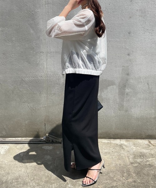 COLLAGE GALLARDAGALANTE（コラージュガリャルダガランテ）の「スクエアメッシュブルゾン（ブルゾン・レディース・オフホワイト/ネイビー・FREE）」の22枚目の写真