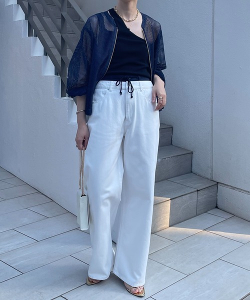 COLLAGE GALLARDAGALANTE（コラージュガリャルダガランテ）の「スクエアメッシュブルゾン（ブルゾン・レディース・オフホワイト/ネイビー・FREE）」の14枚目の写真