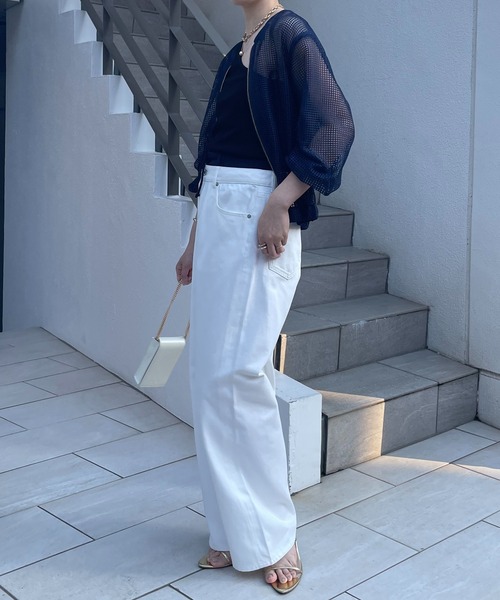 COLLAGE GALLARDAGALANTE（コラージュガリャルダガランテ）の「スクエアメッシュブルゾン（ブルゾン・レディース・オフホワイト/ネイビー・FREE）」の18枚目の写真