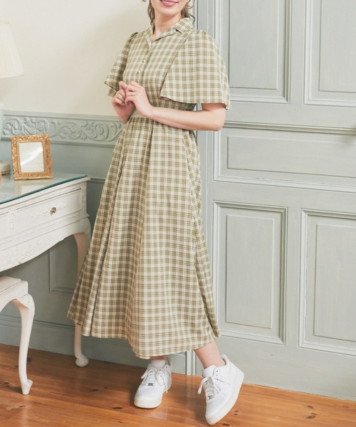 Areeam（アリーム）の「フレアスリーブチェックワンピース