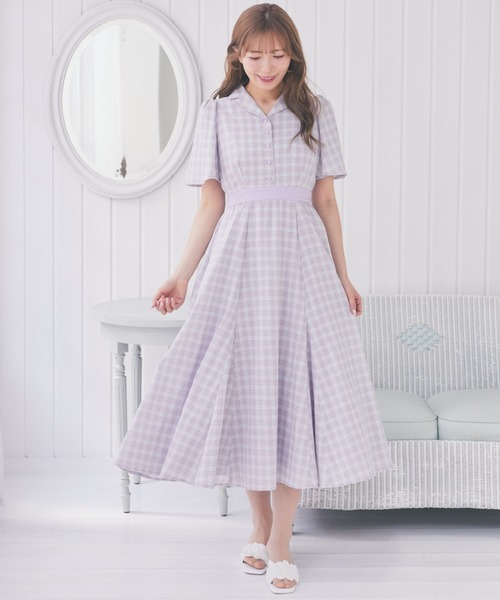 Areeam（アリーム）の「フレアスリーブチェックワンピース（ワンピース