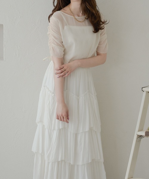 Ambre Neige（アンブルネージュ）の「shirring sheer tops / シャーリングシアートップス（シャツ/ブラウス・レディース・ライトブルー/アイボリー/ベビーピンク/ライトグレー/ブラック・FREE）」の15枚目の写真