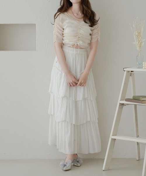 Ambre Neige（アンブルネージュ）の「shirring sheer tops / シャーリングシアートップス（シャツ/ブラウス・レディース・ライトブルー/アイボリー/ベビーピンク/ライトグレー/ブラック・FREE）」の12枚目の写真