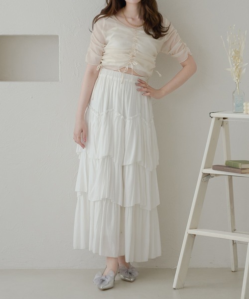 Ambre Neige（アンブルネージュ）の「shirring sheer tops / シャーリングシアートップス（シャツ/ブラウス・レディース・ライトブルー/アイボリー/ベビーピンク/ライトグレー/ブラック・FREE）」の13枚目の写真