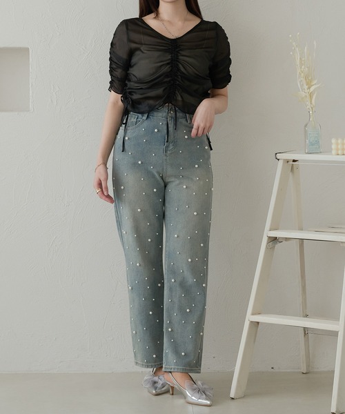 Ambre Neige（アンブルネージュ）の「shirring sheer tops / シャーリングシアートップス（シャツ/ブラウス・レディース・ライトブルー/アイボリー/ベビーピンク/ライトグレー/ブラック・FREE）」の18枚目の写真