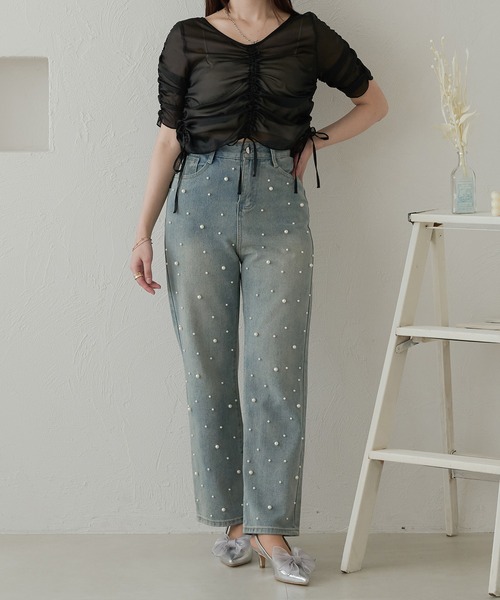 Ambre Neige（アンブルネージュ）の「shirring sheer tops / シャーリングシアートップス（シャツ/ブラウス・レディース・ライトブルー/アイボリー/ベビーピンク/ライトグレー/ブラック・FREE）」の19枚目の写真