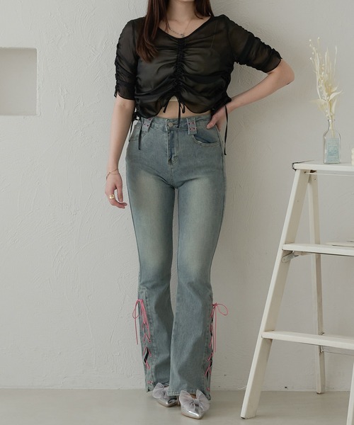 Ambre Neige（アンブルネージュ）の「shirring sheer tops / シャーリングシアートップス（シャツ/ブラウス・レディース・ライトブルー/アイボリー/ベビーピンク/ライトグレー/ブラック・FREE）」の21枚目の写真