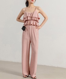 DAY CLOSET | レディース ティアードフリルキャミ+ストレッチパンツセットアップ 上下2点セット(セットアップ)