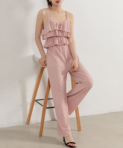 DAY CLOSET(デイ クローゼット)の「レディース ティアードフリルキャミ+ストレッチパンツセットアップ 上下2点セット(セットアップ・レディース・ブラック/ピンク/ベージュ/マスタード・FREE)」の19枚目の写真