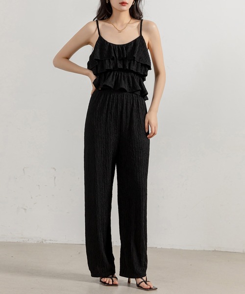 DAY CLOSET(デイ クローゼット)の「レディース ティアードフリルキャミ+ストレッチパンツセットアップ 上下2点セット(セットアップ・レディース・ブラック/ピンク/ベージュ/マスタード・FREE)」の11枚目の写真