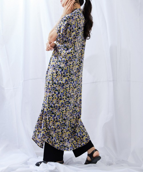 完売品‼️イアパピヨネ　フロントボタン　ロングワンピース　SUM1STYLE 手洗い可/羽織りにおすすめ》フロントボタン柄ロングワンピース