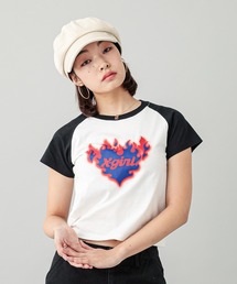X-girl | BURNING HEART RAGLAN S/S BABY TEE(Tシャツ/カットソー)