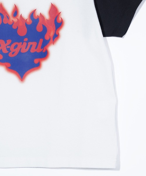 X-girl（エックスガール）の「BURNING HEART RAGLAN S/S BABY TEE（Tシャツ/カットソー・レディース・ブラック/ホワイト/パープル・S/M）」の16枚目の写真