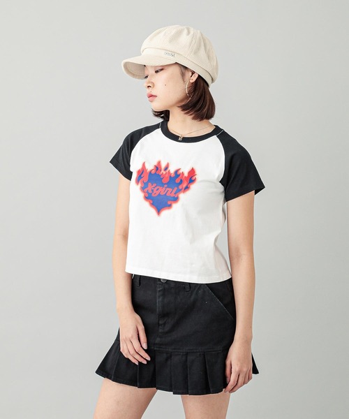 X-girl（エックスガール）の「BURNING HEART RAGLAN S/S BABY