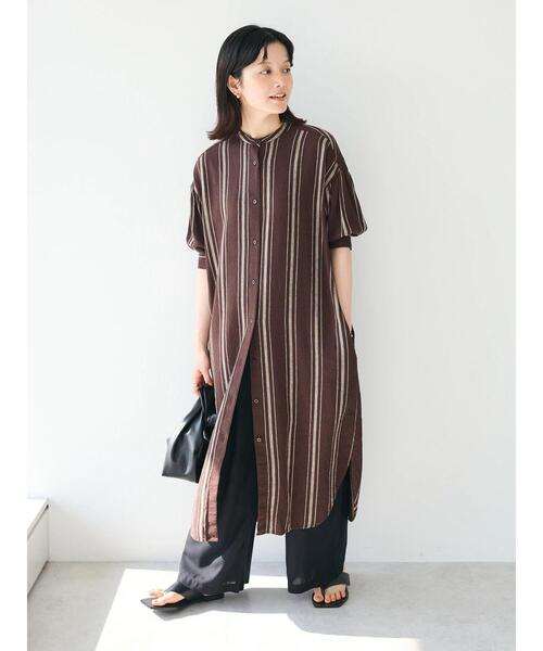 CRAFT STANDARD BOUTIQUE（クラフトスタンダードブティック）の「リネンレーヨンストライプワンピース（ワンピース・レディース・ベージュ系その他2/ブラウン系その他4・FREE）」の11枚目の写真