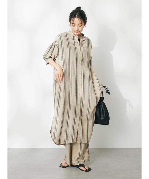 CRAFT STANDARD BOUTIQUE（クラフトスタンダードブティック）の「リネンレーヨンストライプワンピース（ワンピース・レディース・ベージュ系その他2/ブラウン系その他4・FREE）」の10枚目の写真