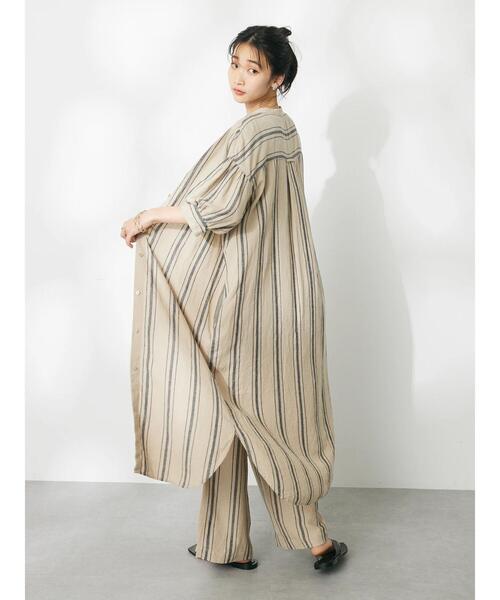 CRAFT STANDARD BOUTIQUE（クラフトスタンダードブティック）の「リネンレーヨンストライプワンピース（ワンピース・レディース・ベージュ系その他2/ブラウン系その他4・FREE）」の6枚目の写真